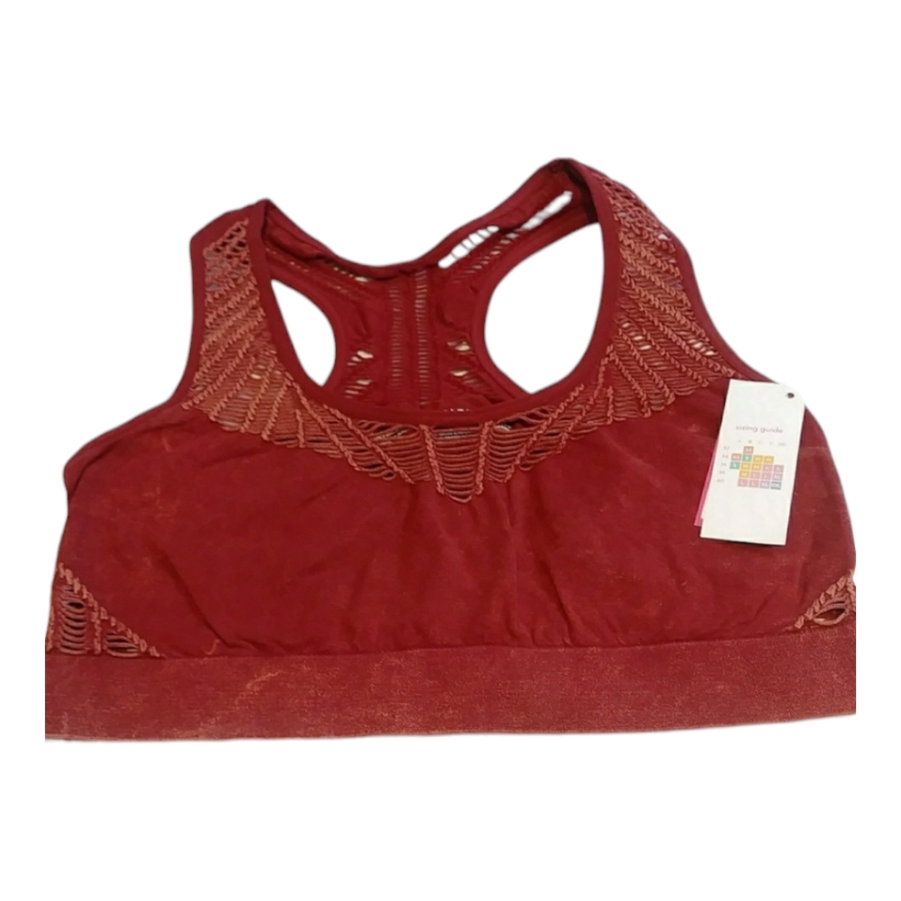 Xhilaration Macrame Sports Bra Seamless Racerback Acid Wash Rust Size XS
